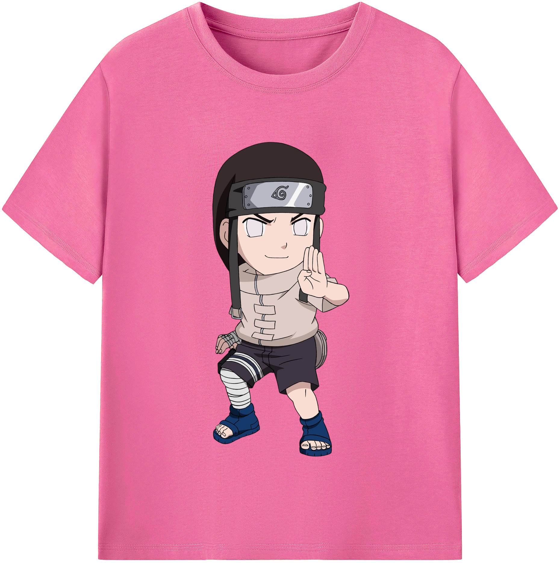 （画像用） NARUTO -ナルト- 日向ネジ Hyūga Neji レディースカジュアルプリントTシャツ（綿100％）